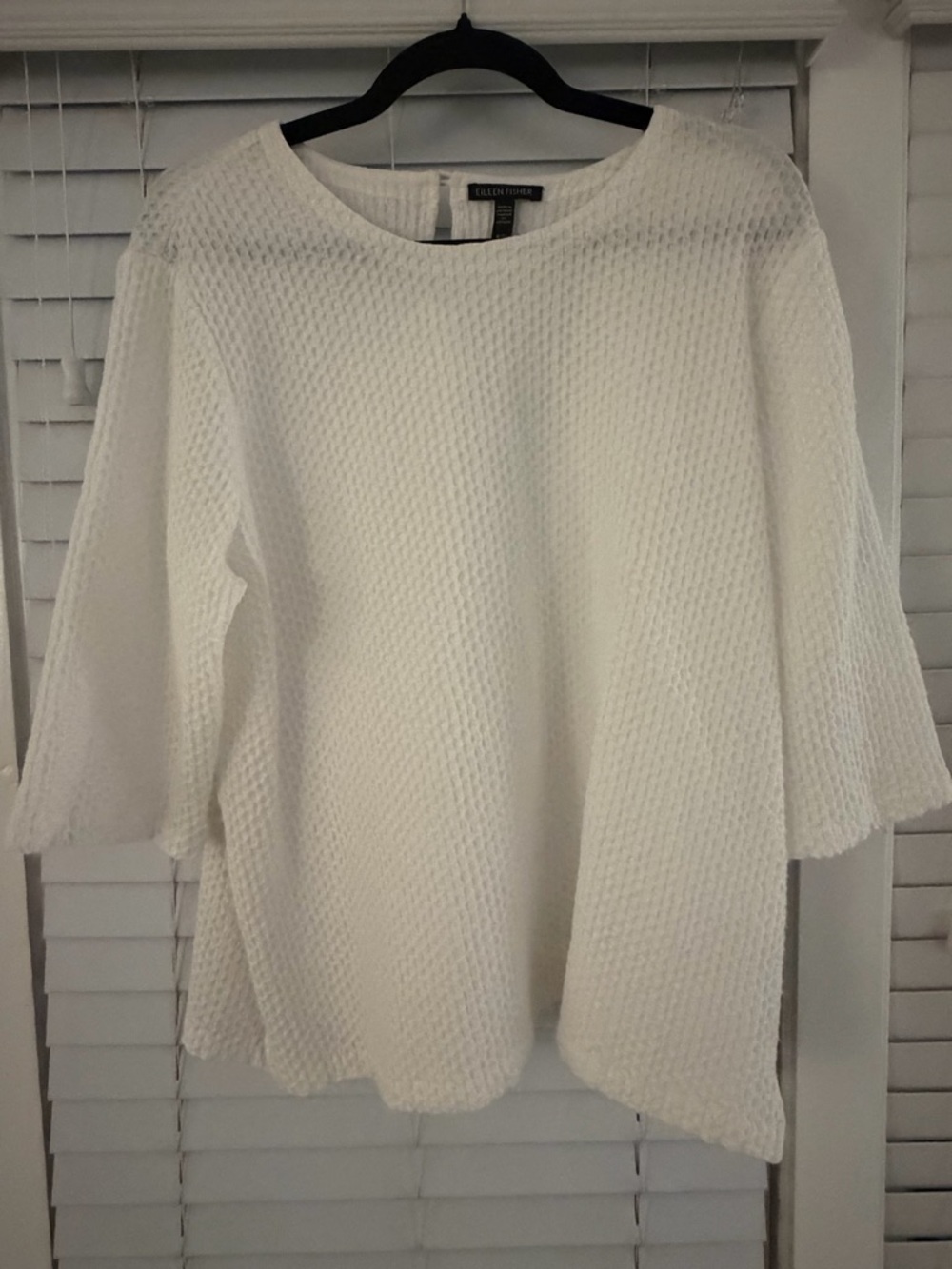 Eileen Fisher White Tencel & Organic Cotton Honeycomb Box Top - Size XL - VGUC